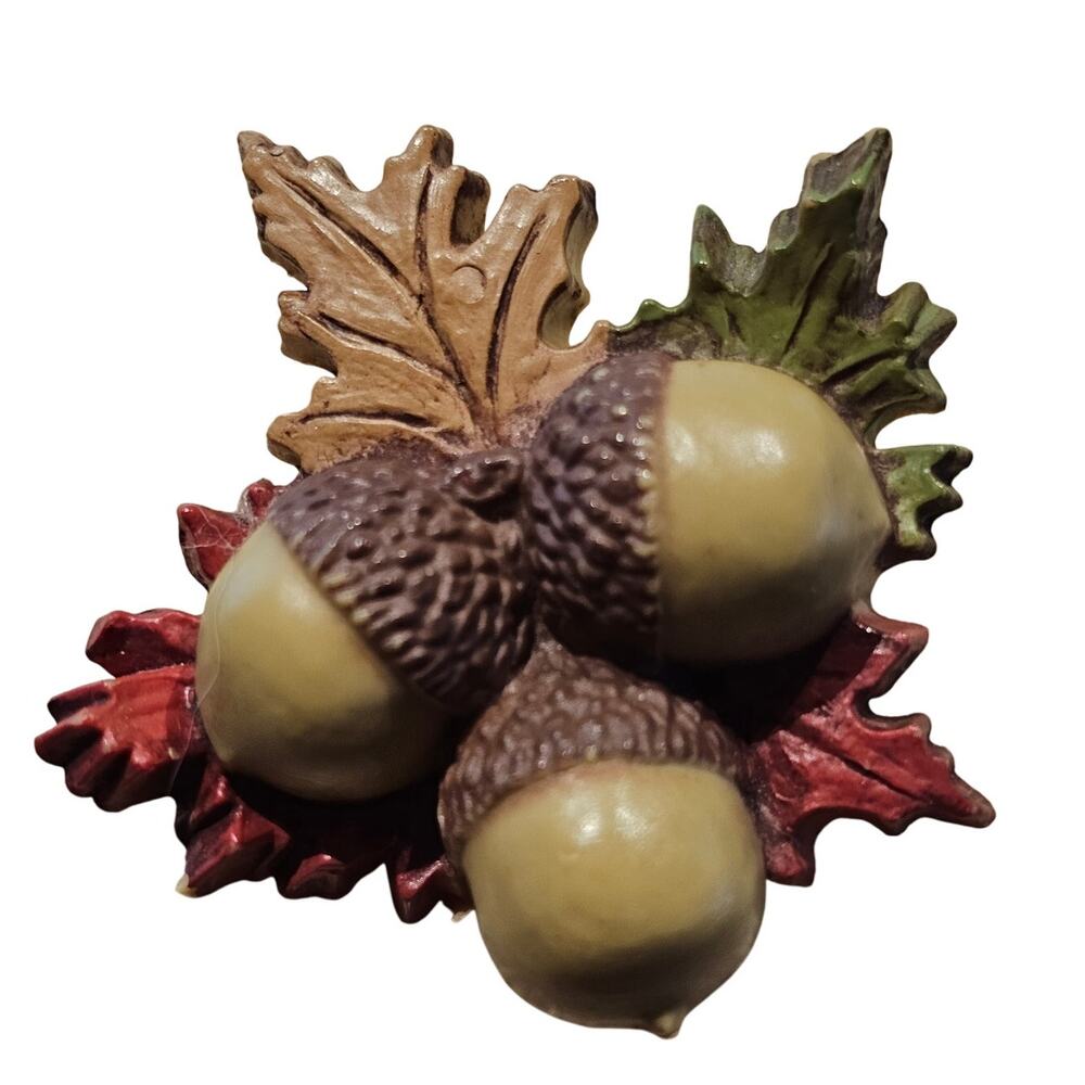 Hallmark Acorn Brooch Fall Leaves Brown Green Red Autumn Pin Hallmark Cards Inc